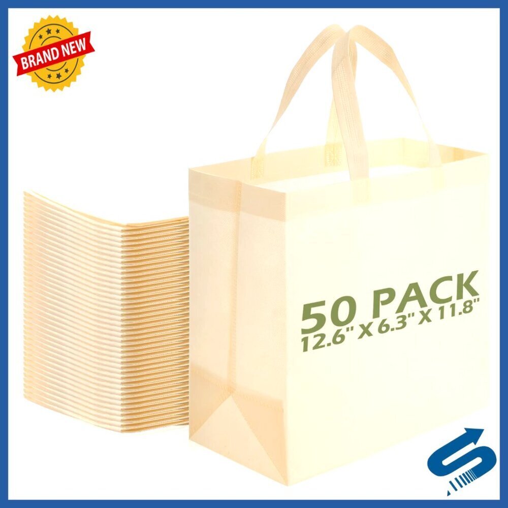Reusable Non Woven Tote Bags Bulk Set Foldable Grocery Handbags Blank Decor